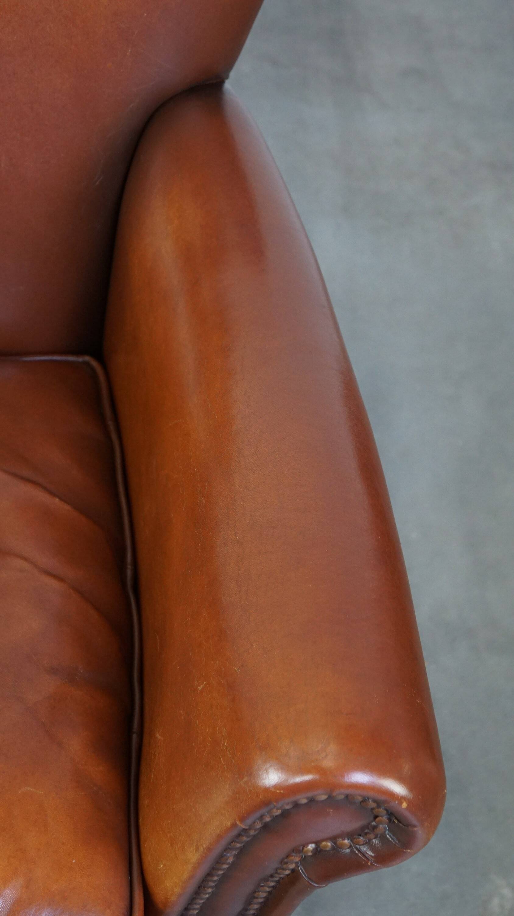 Classic brown sheepskin armchair