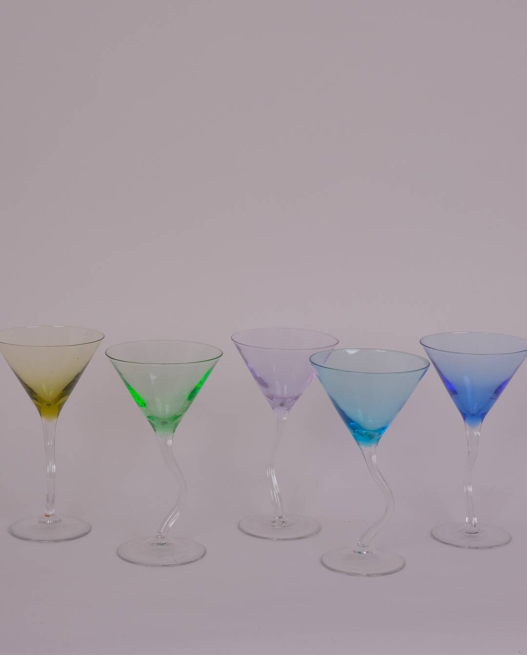 Tinted glass martini glasses x5
