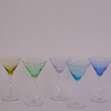 Tinted glass martini glasses x5