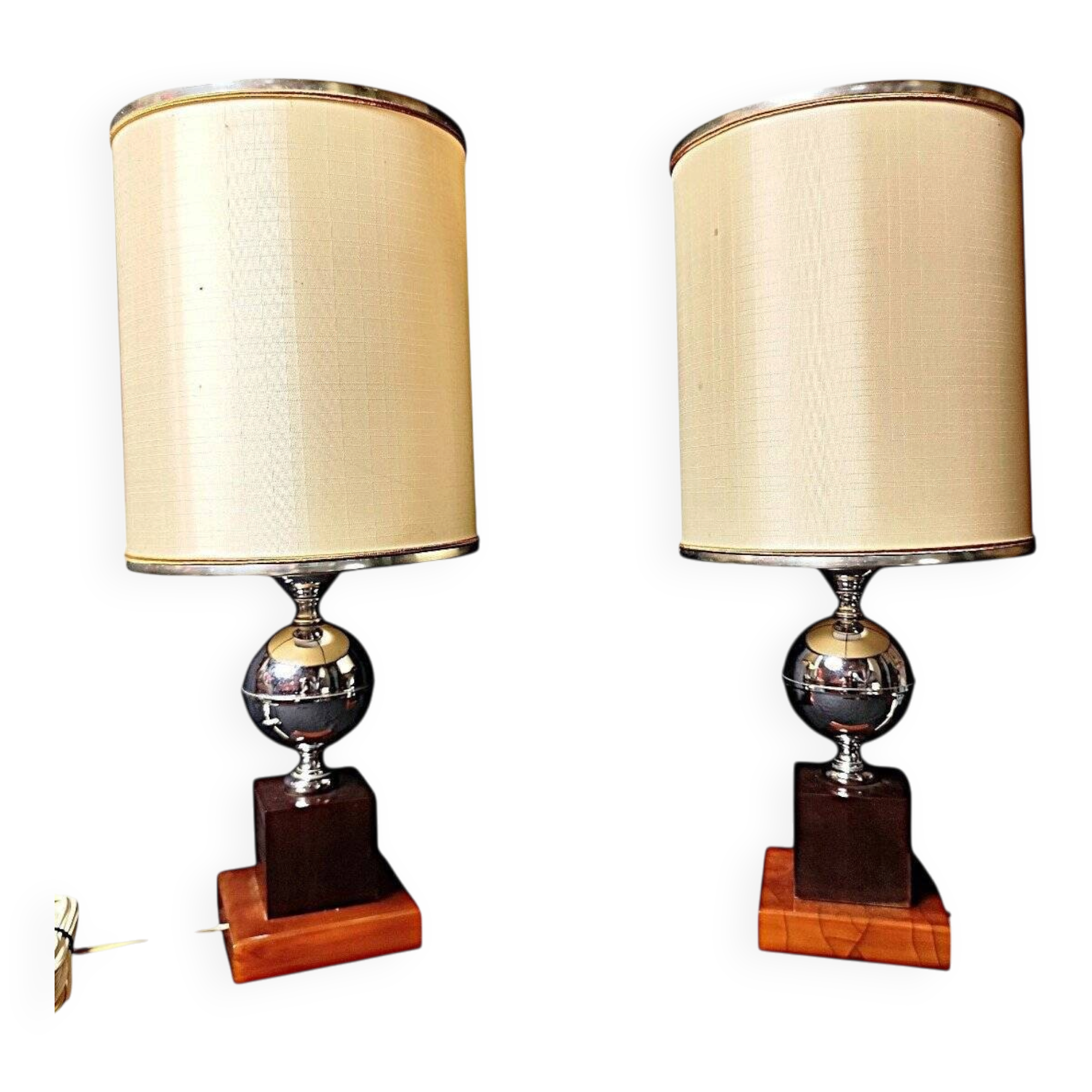 Pair of Lamps by Maison Barbier in Steel and Bakelite/Fawn Resin, 1960s-1970s