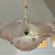 Art deco pink glass ceiling chandelier signed <Degue around 1930