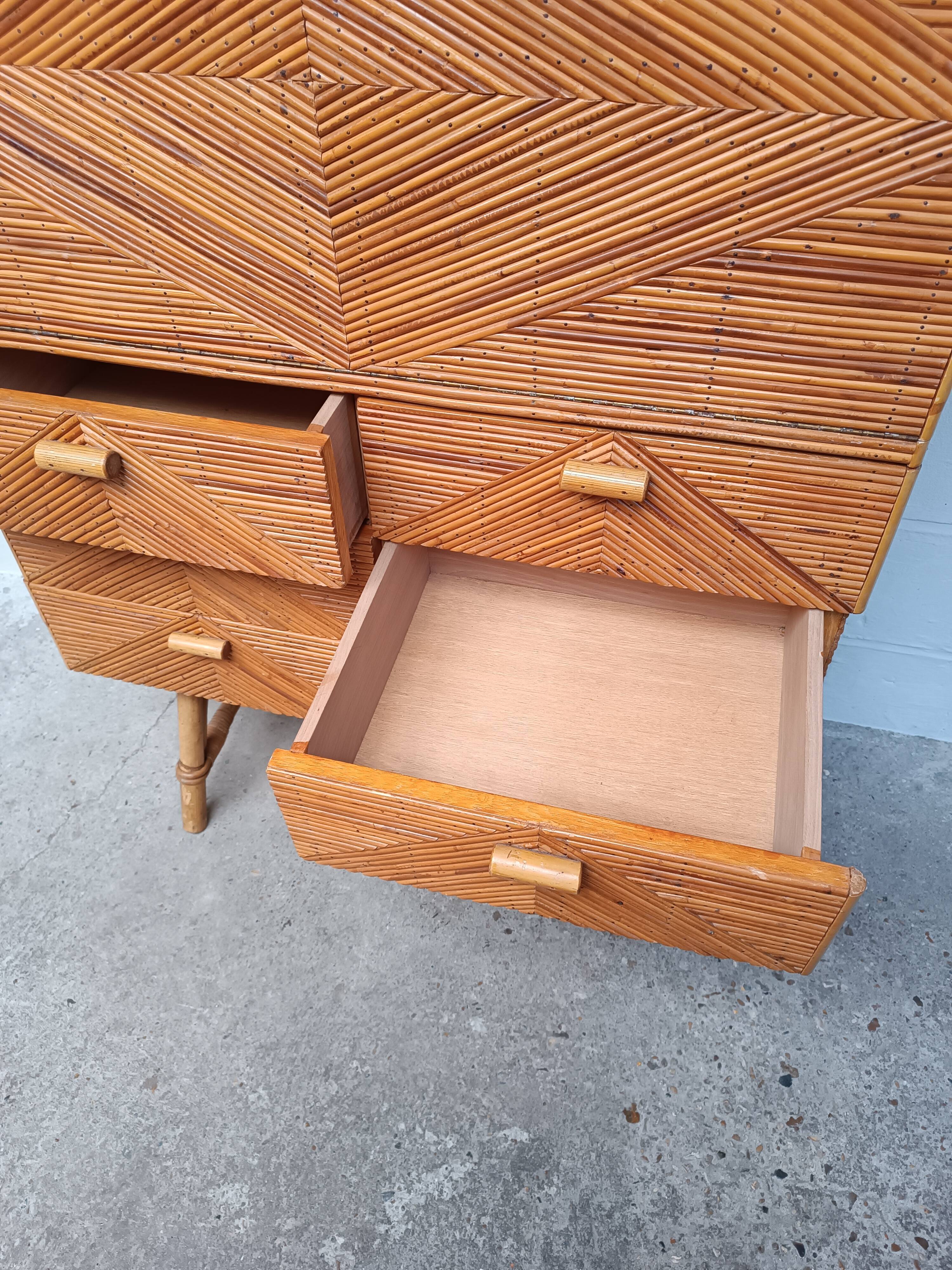 Bamboo and rattan secretary 50s / 60s