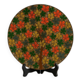 Large plate in papier-mâché with cashmere chinar leaves