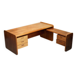 Mid-century modern right-angle desk in Brazilian wood.