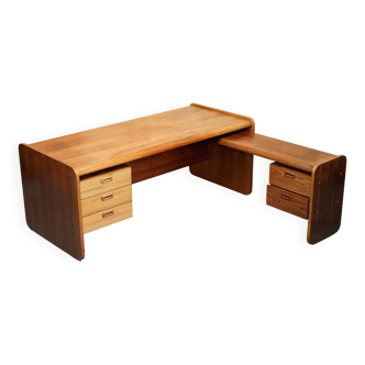 Mid-century modern right-angle desk in Brazilian wood.