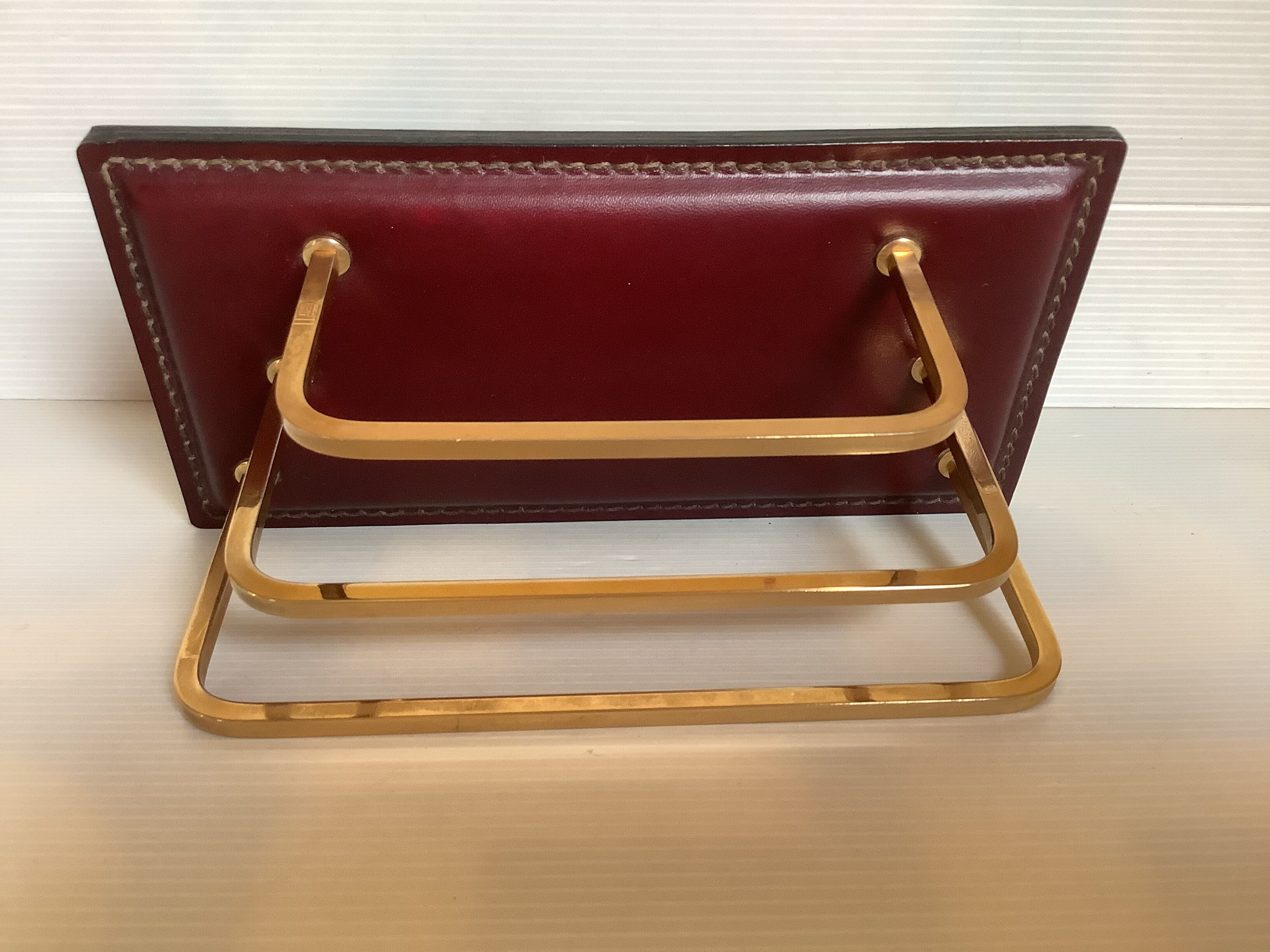 Mail rack brass garnet leather ILG Belgium