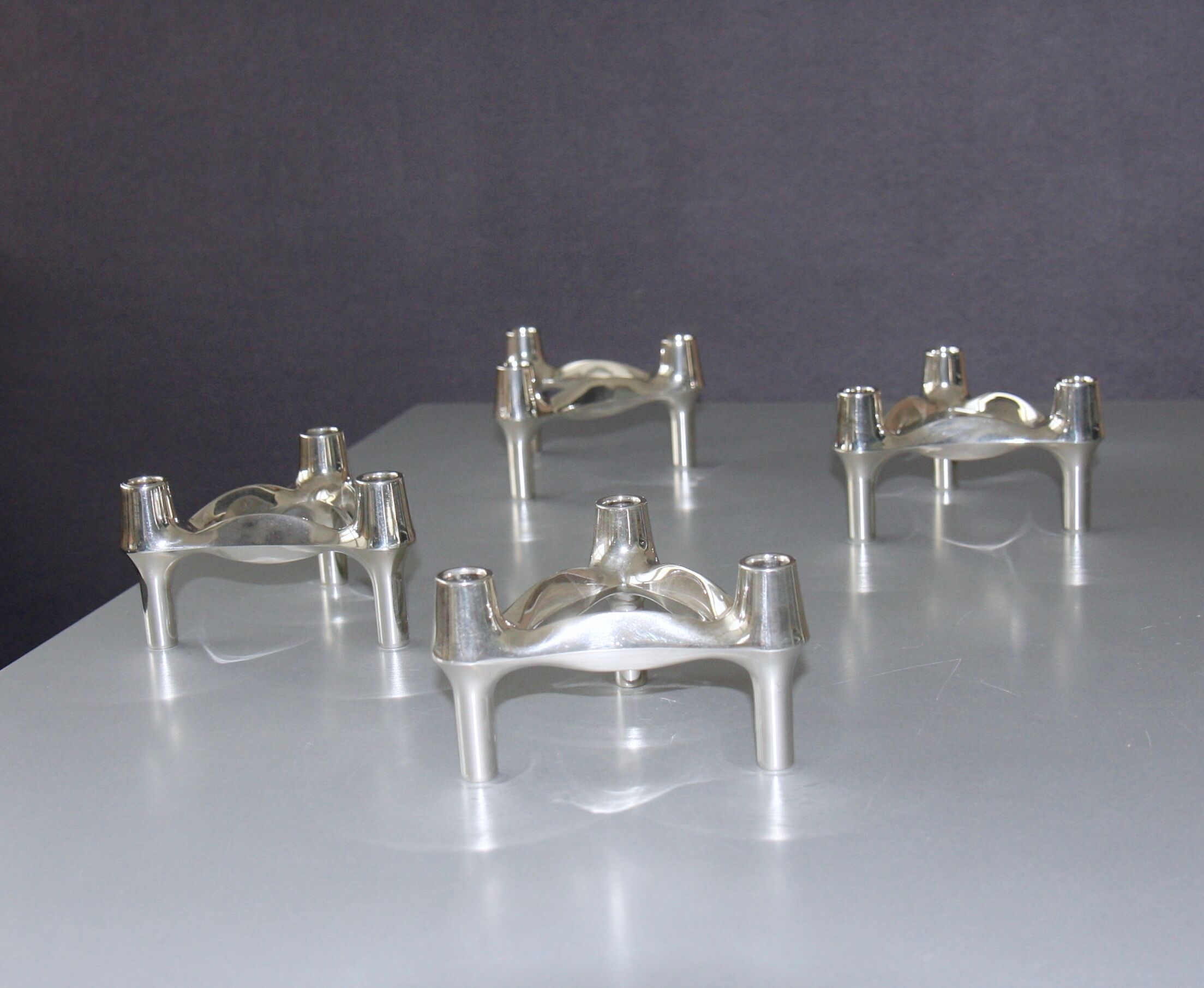 Set of 4 modular Nagel candlesticks from the 70s