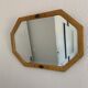 Vintage 1930s Art Deco bevelled octagonal mirror, wood and stucco - 66 x 45 cm