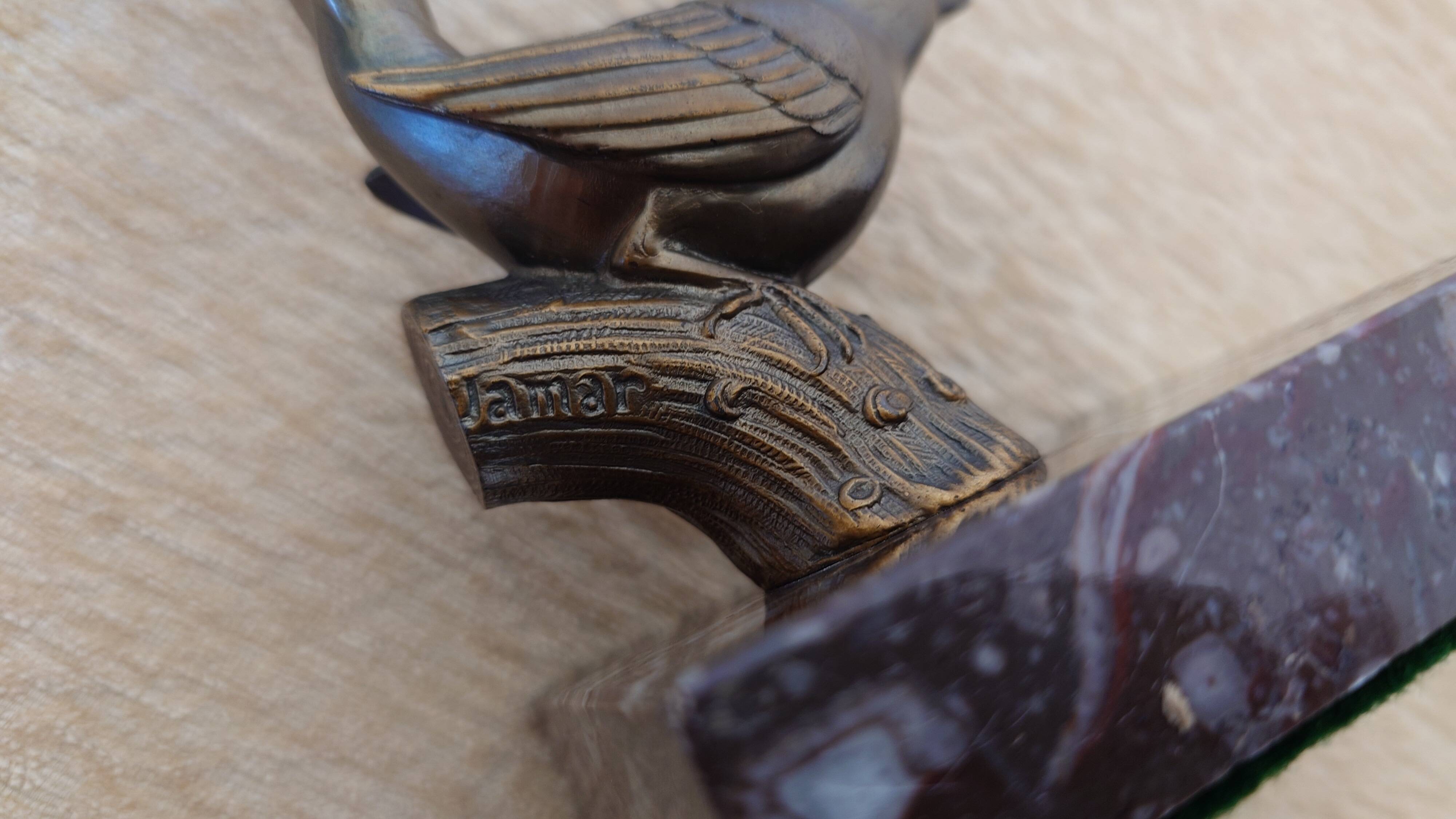 Art Deco bookends signed Jamar – birds in spelter on marble