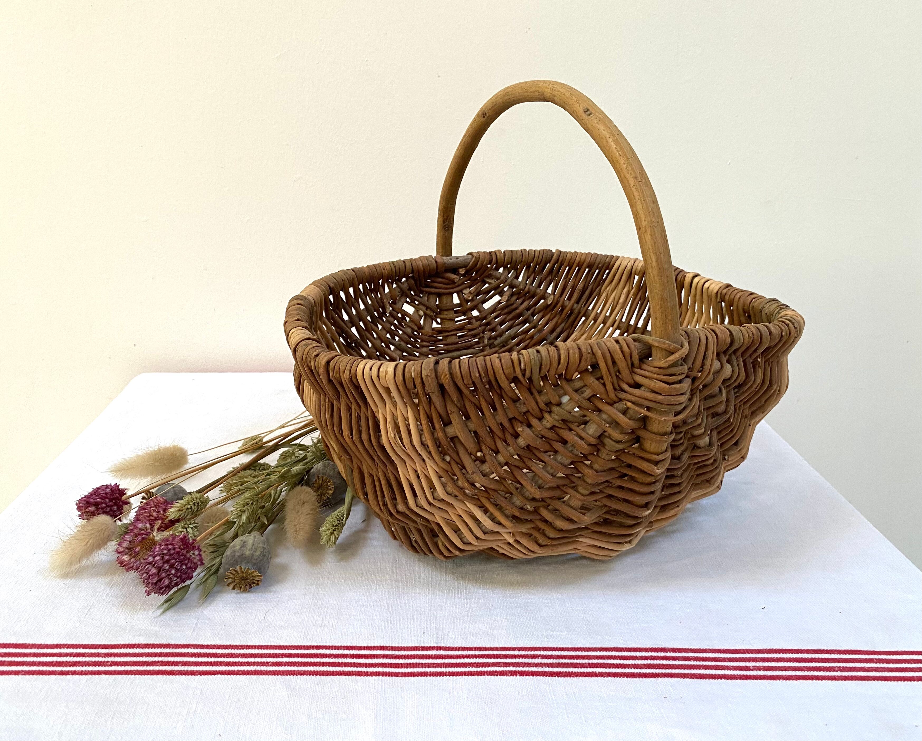 Old handmade basket in woven wicker