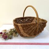 Old handmade basket in woven wicker