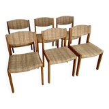 Lot of 6 vintage style Baumann wooden textile chairs.