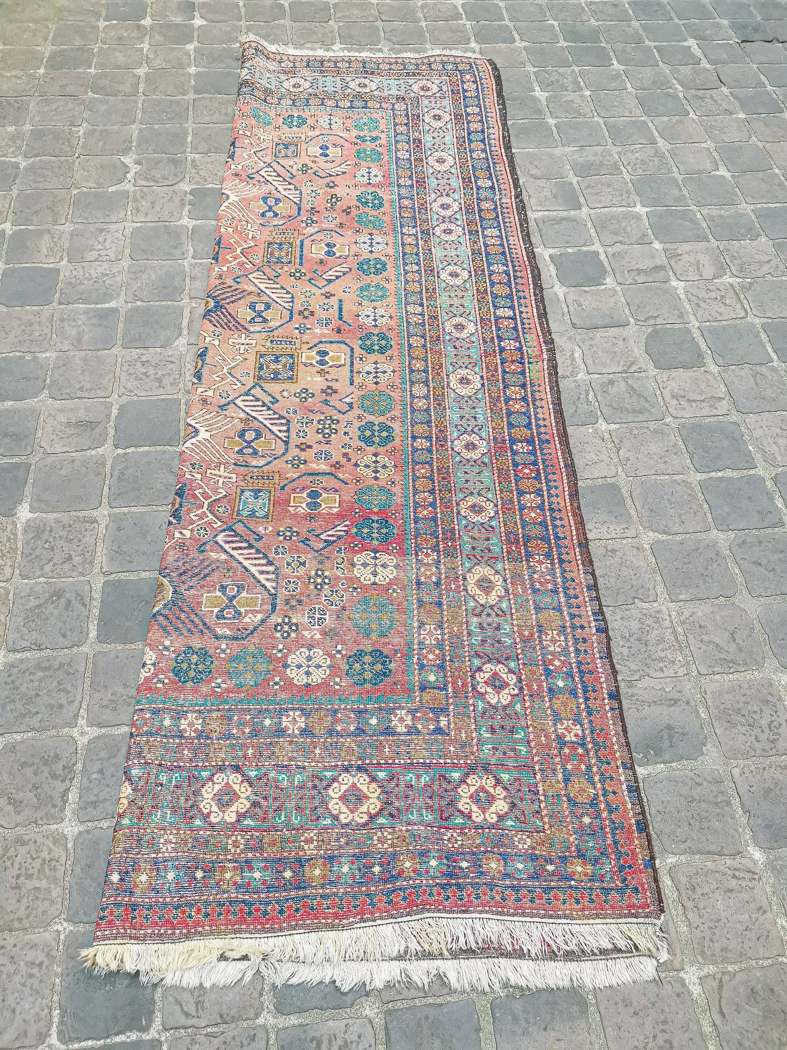 Ardebil vintage handmade Persian oriental rug 252 x 166 cm