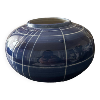 Vase bleu en céramique 1970