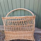 Antique wicker magazine rack
