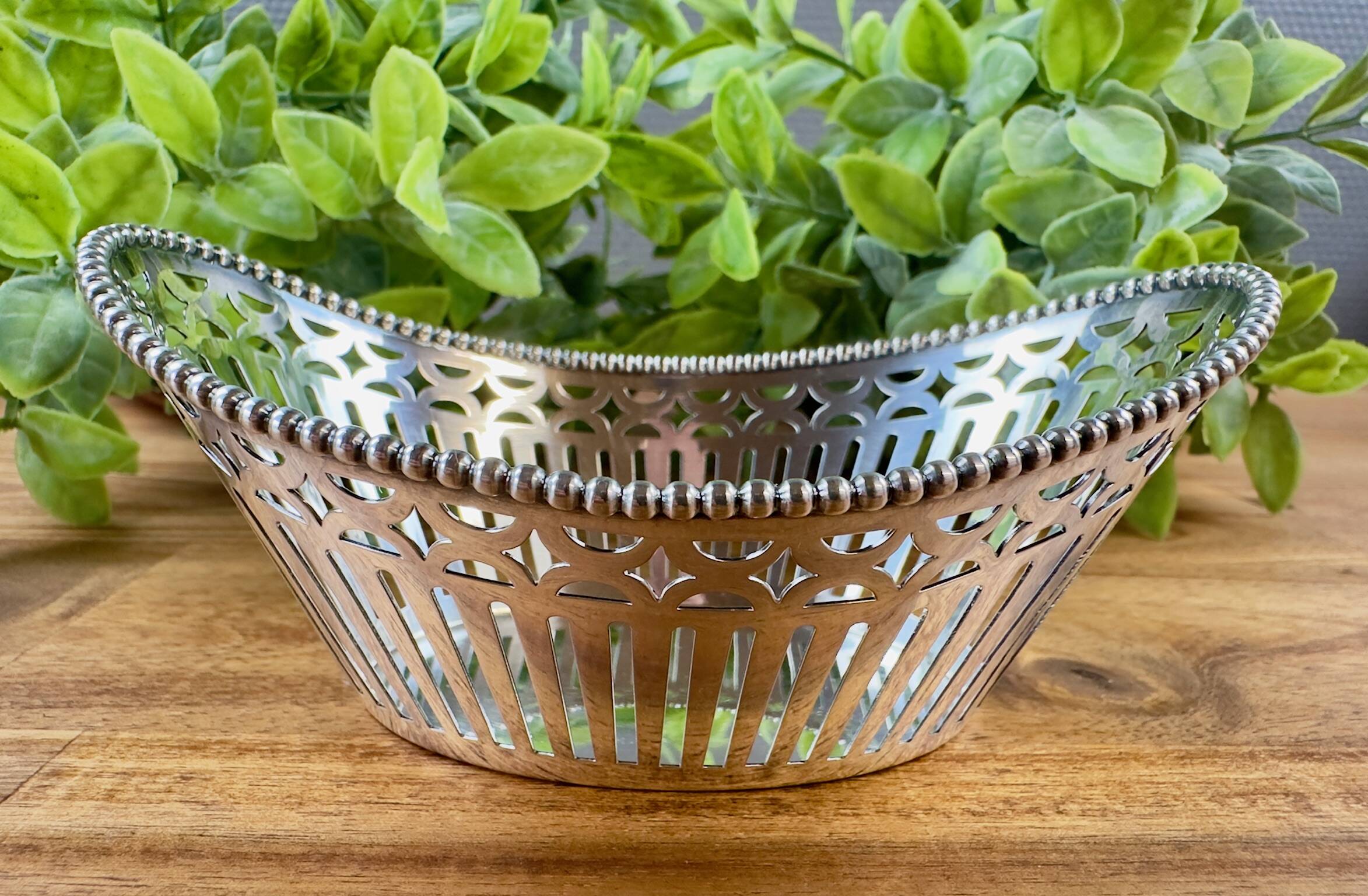 Openwork silver-plated metal basket Zilfa Pleet