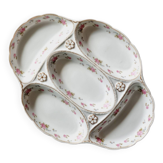 Dish with 5 compartments or mute servant Charlionnais Pourailly porcelain