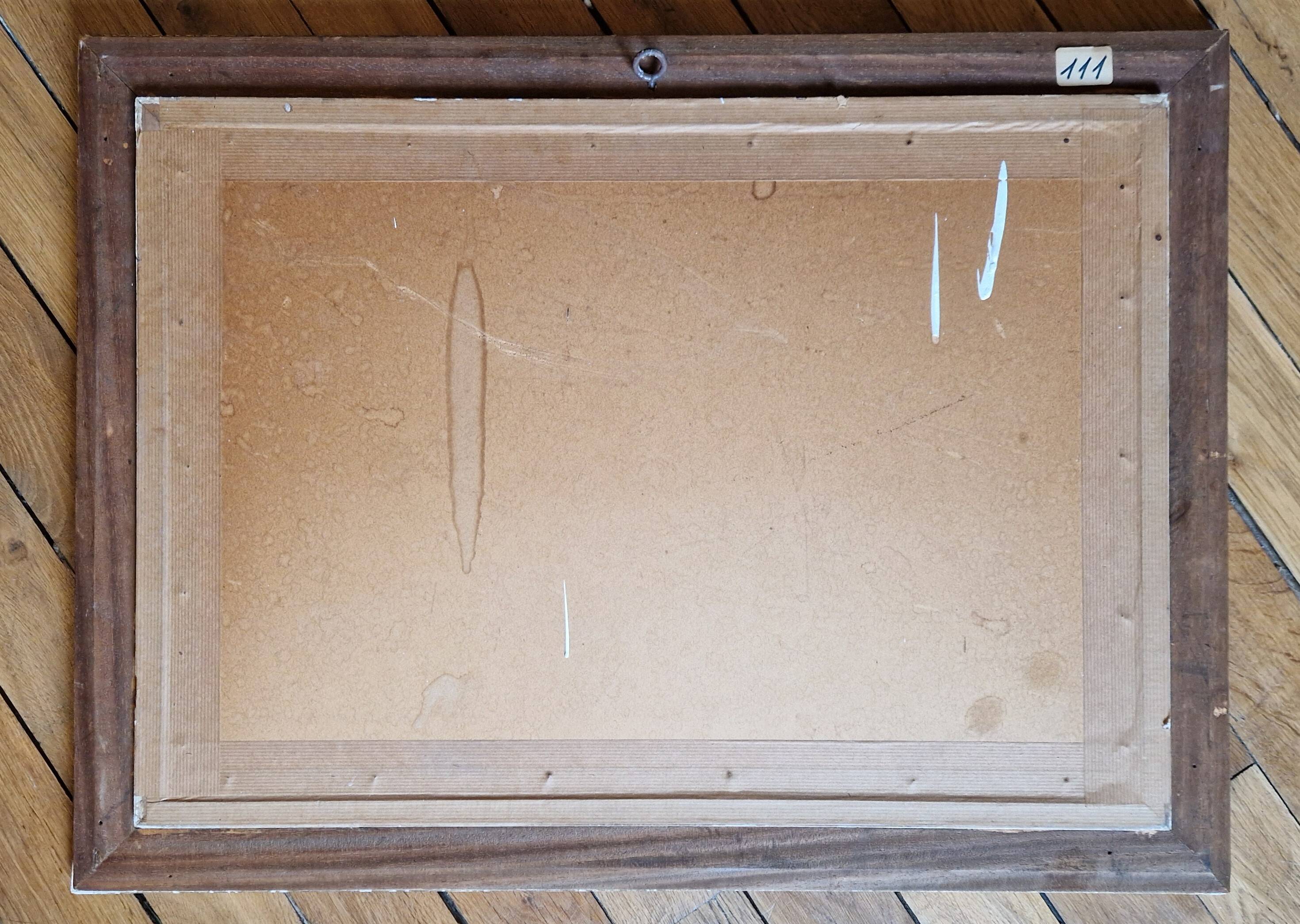 1950s gouache painting of the Mediterranean hinterland, framed, signed F Robinet