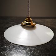 Antique lampshade smooth suspension opaline white art deco