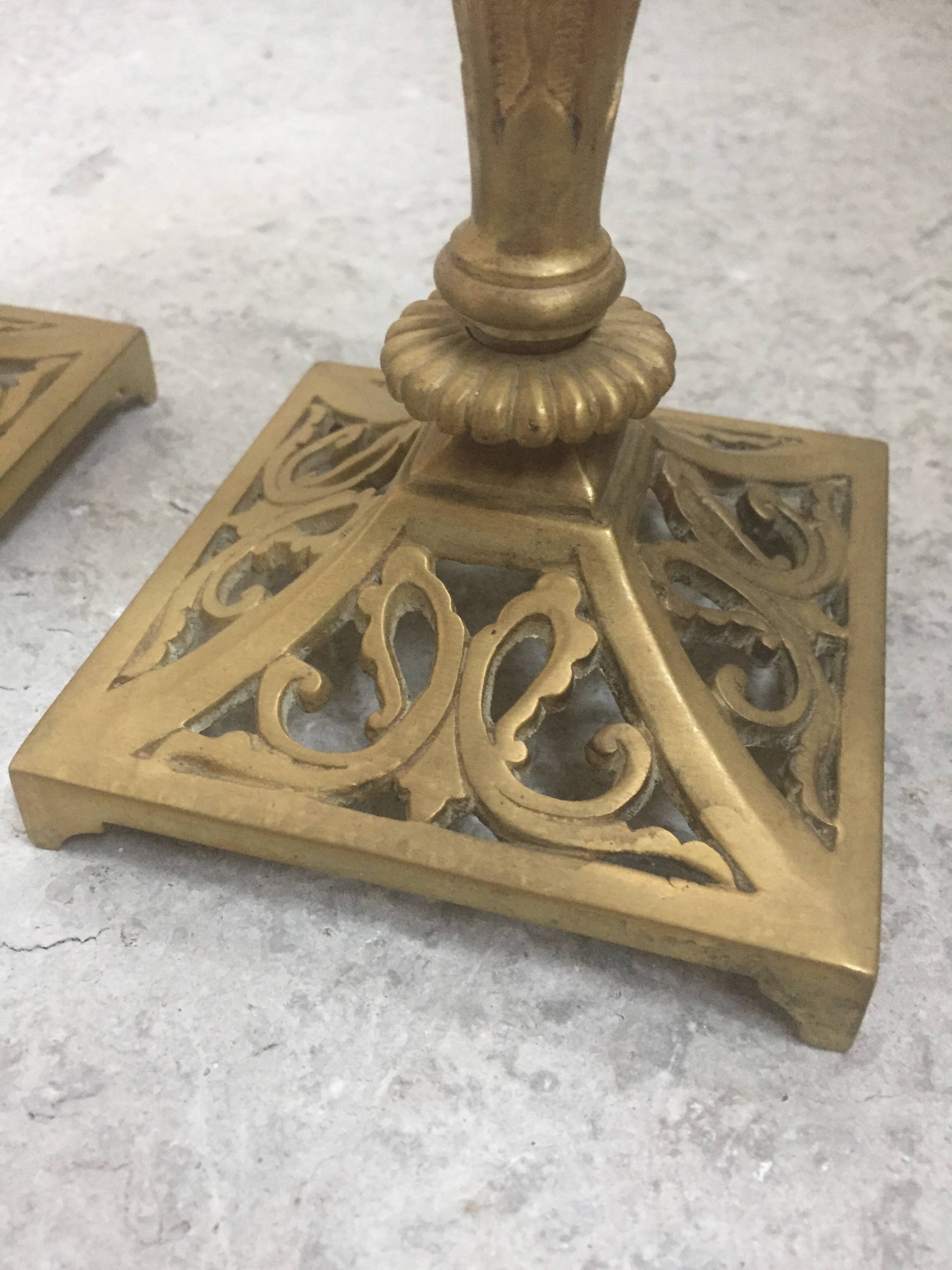 Pair of Napoleon III bronze candlesticks