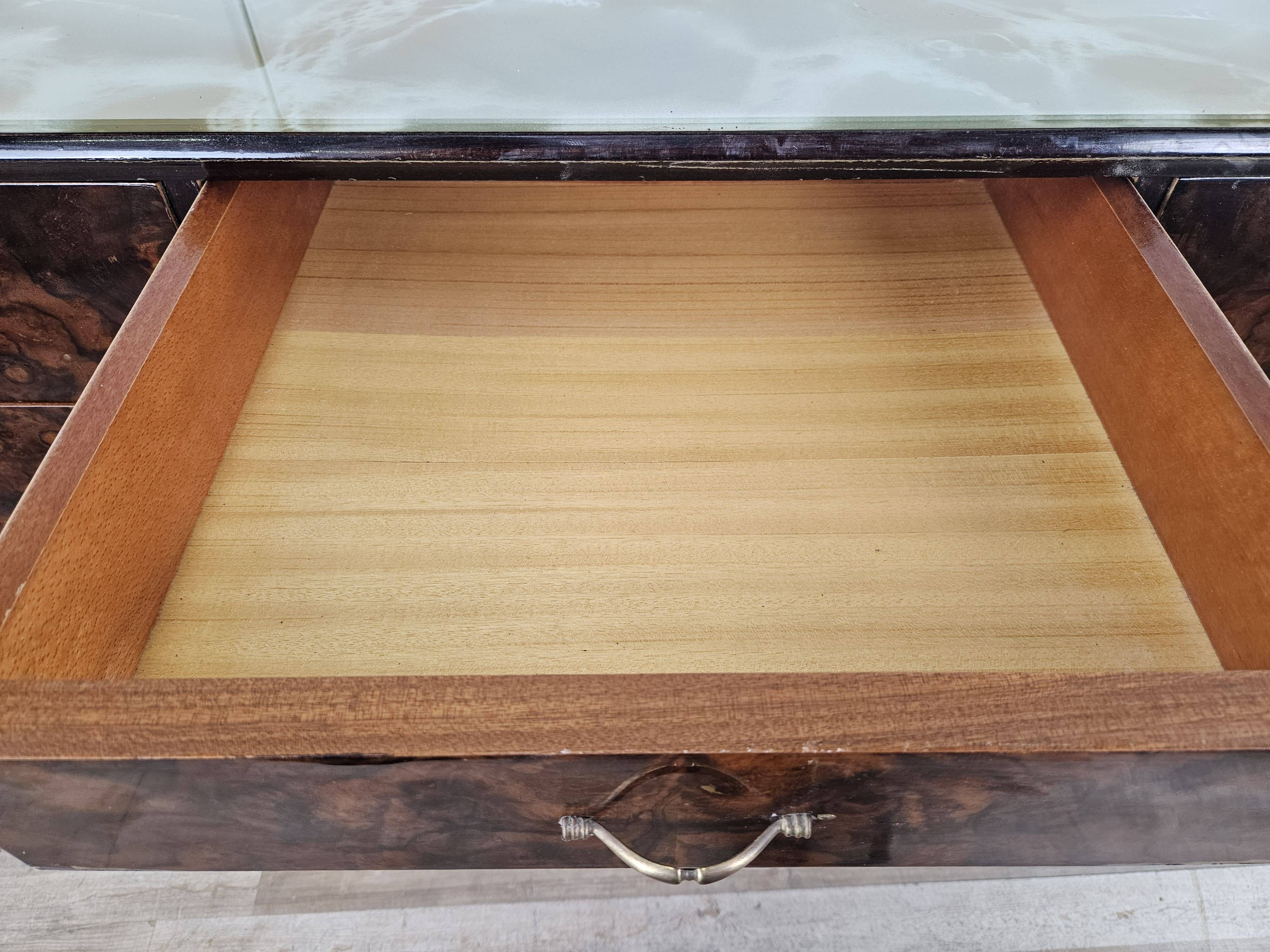 Mid Century 70's Chest of Drawers with Glass Top
