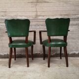 Paire de fauteuil bridge vintage vert