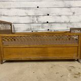 Children's bed in wood and wicker from the 50s and 60s