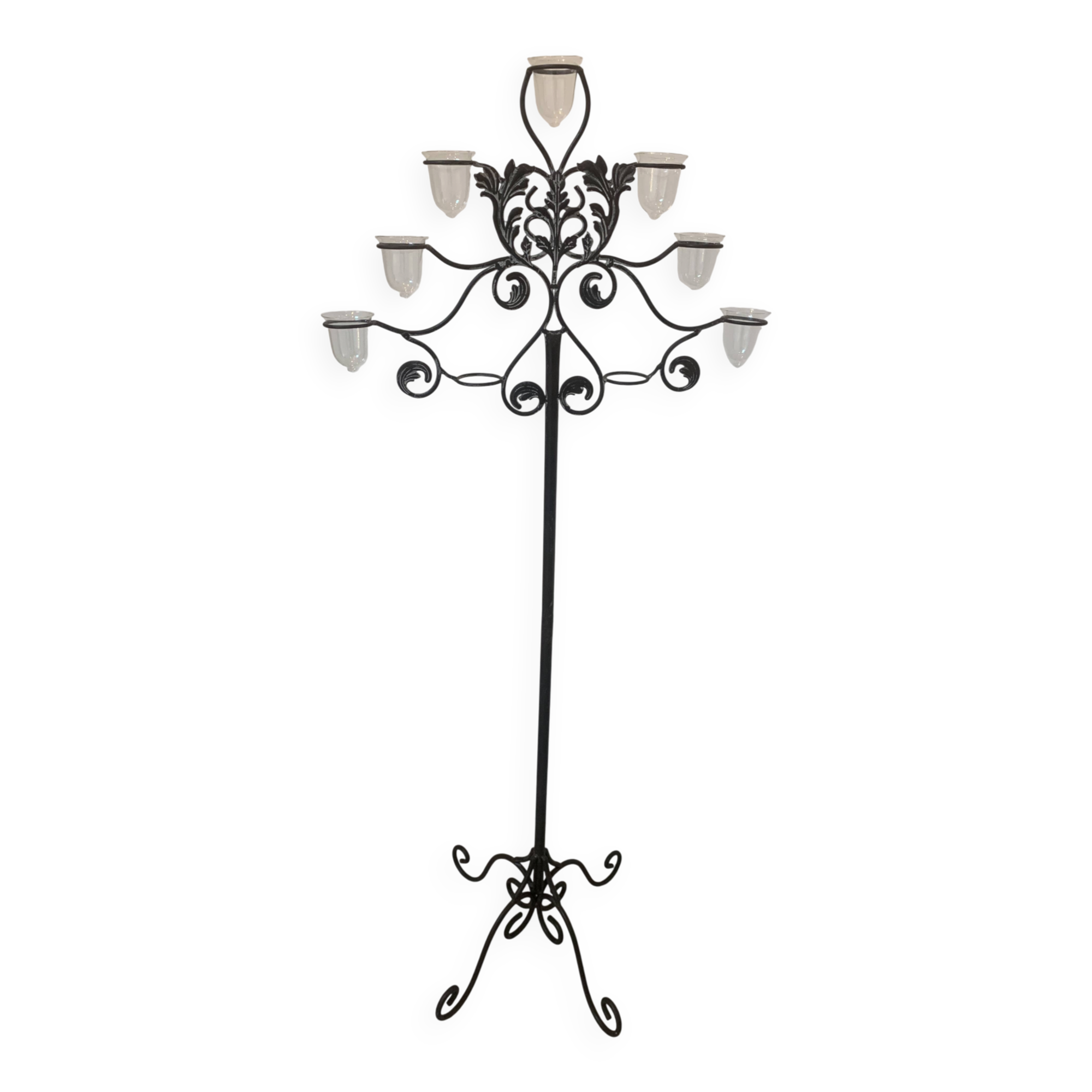 Large black wrought iron floor candelabrum (H150 cm) – Classic & Roman style
