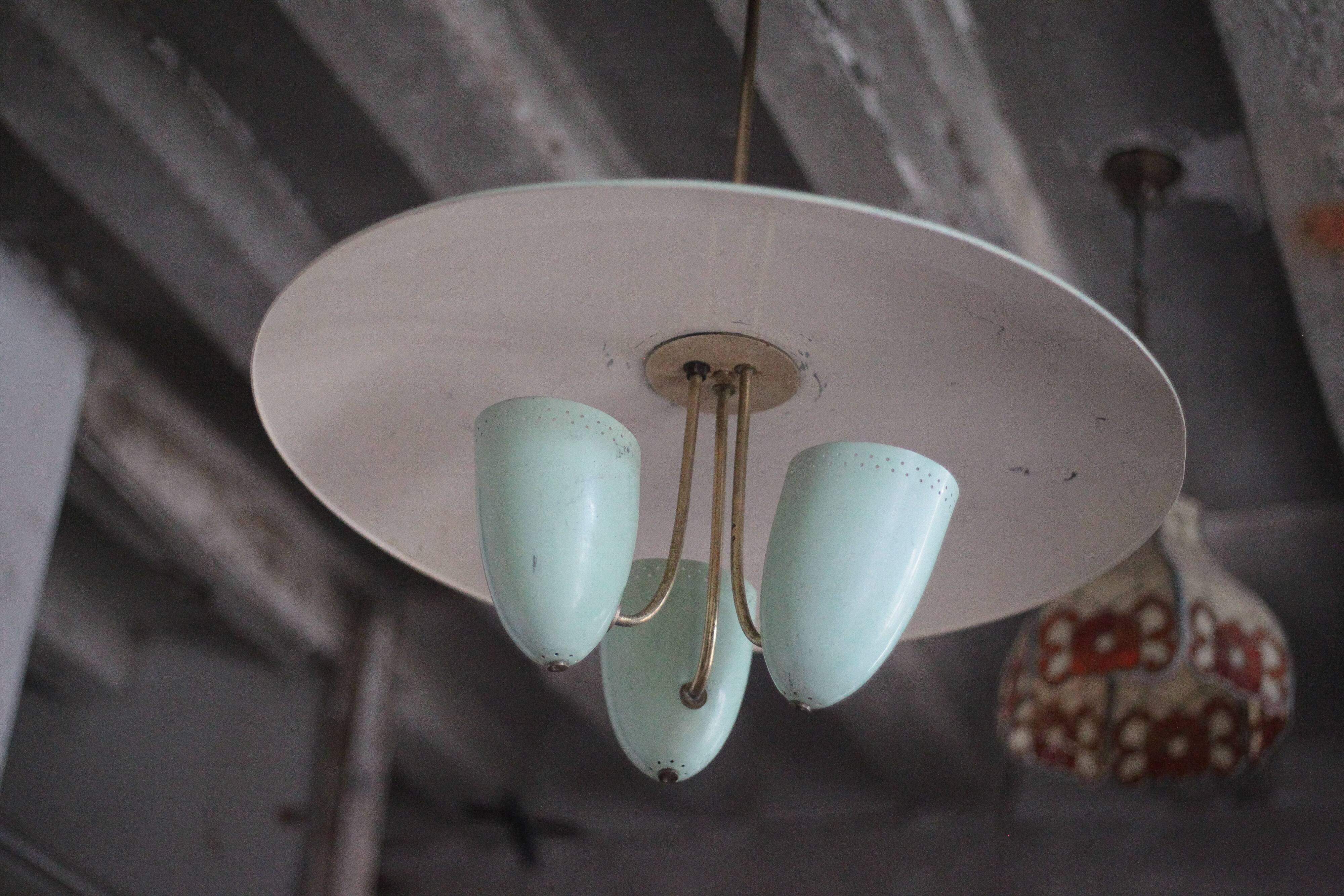 Vintage lacquered metal pendant from the 1950s, Herman Busquet for Hala.