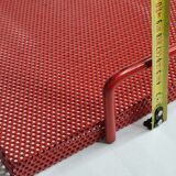 Presentation tray in red lacquered perforated metal, 80s