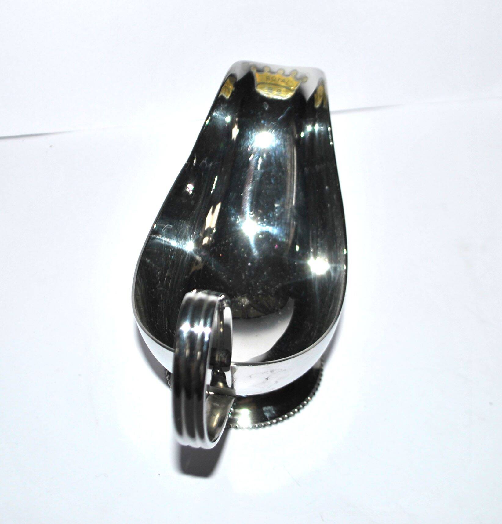 Vintage sauce boat with pearl decoration, metal foot, BB ROYAL France.