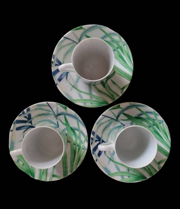 Set of 3 Limoges porcelain coffee cups Patrick Rey and Philippe Deshoulières