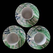 Set of 3 Limoges porcelain coffee cups Patrick Rey and Philippe Deshoulières