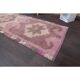 Vintage Turkish hand-knotted wool cotton pink runner rug 88x283