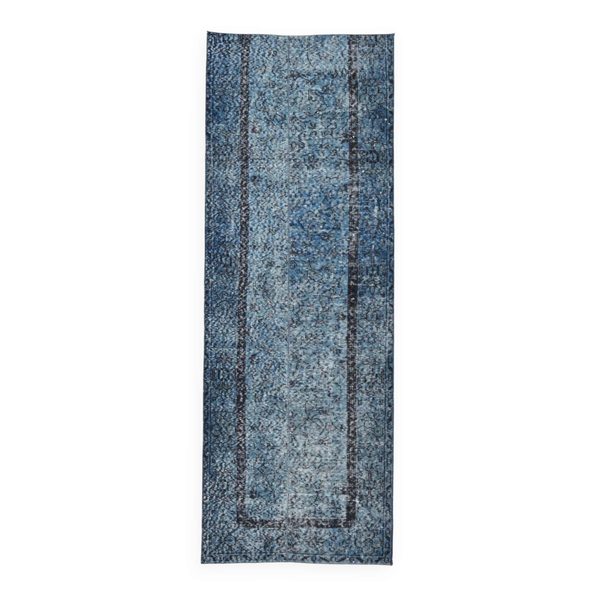 3x7 Navy Blue Vintage Runner Rug, 78x218Cm