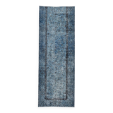 3x7 Navy Blue Vintage Runner Rug, 78x218Cm