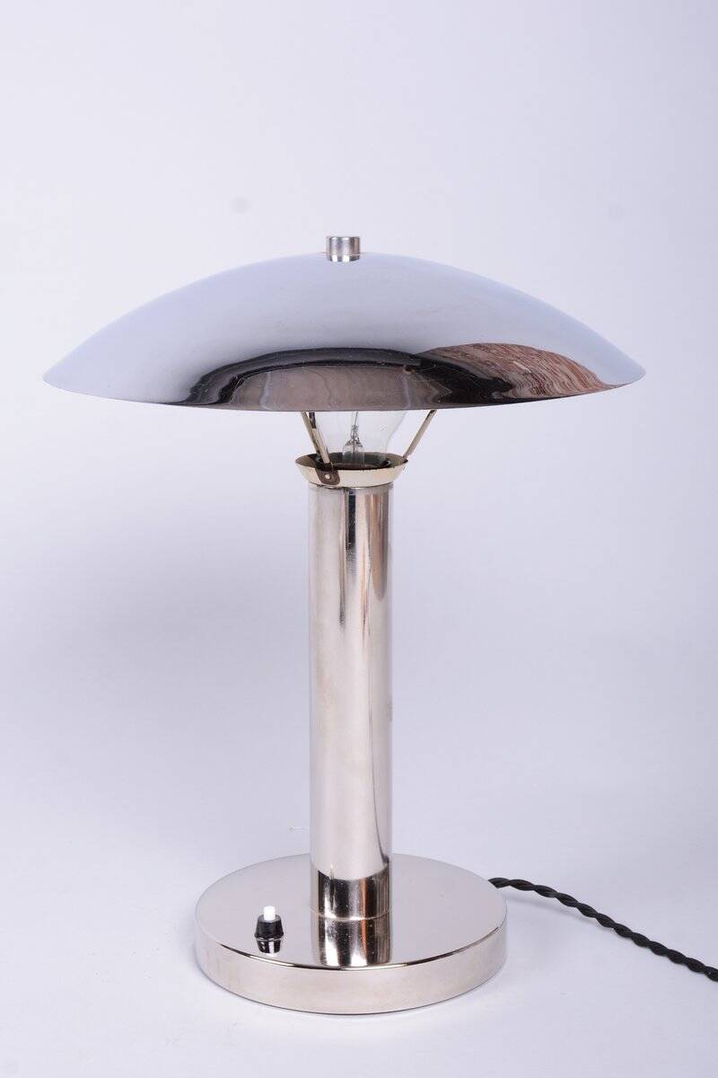 Bauhaus Table Lamp in Chrome and Steel from Miroslav Prokop, Czech, 1930s