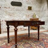 Double-sided desk in natural wood Louis XVI style