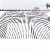 Tapis vintage à rayures marron et blanc 8x10, 265x300 cm SK 240422