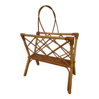 Vintage rattan magazine holder