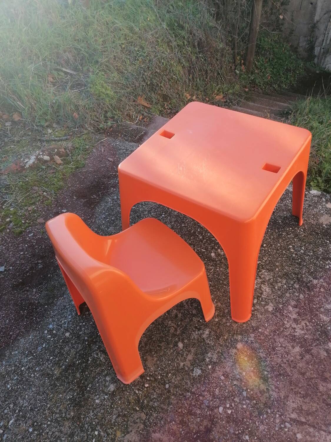 Children's orange table and chair set Progarden Italy