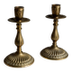Vintage 1930s Solid Brass Candleholders Set of 2, Warm Golden-Brass, Italian Classic Table Decor