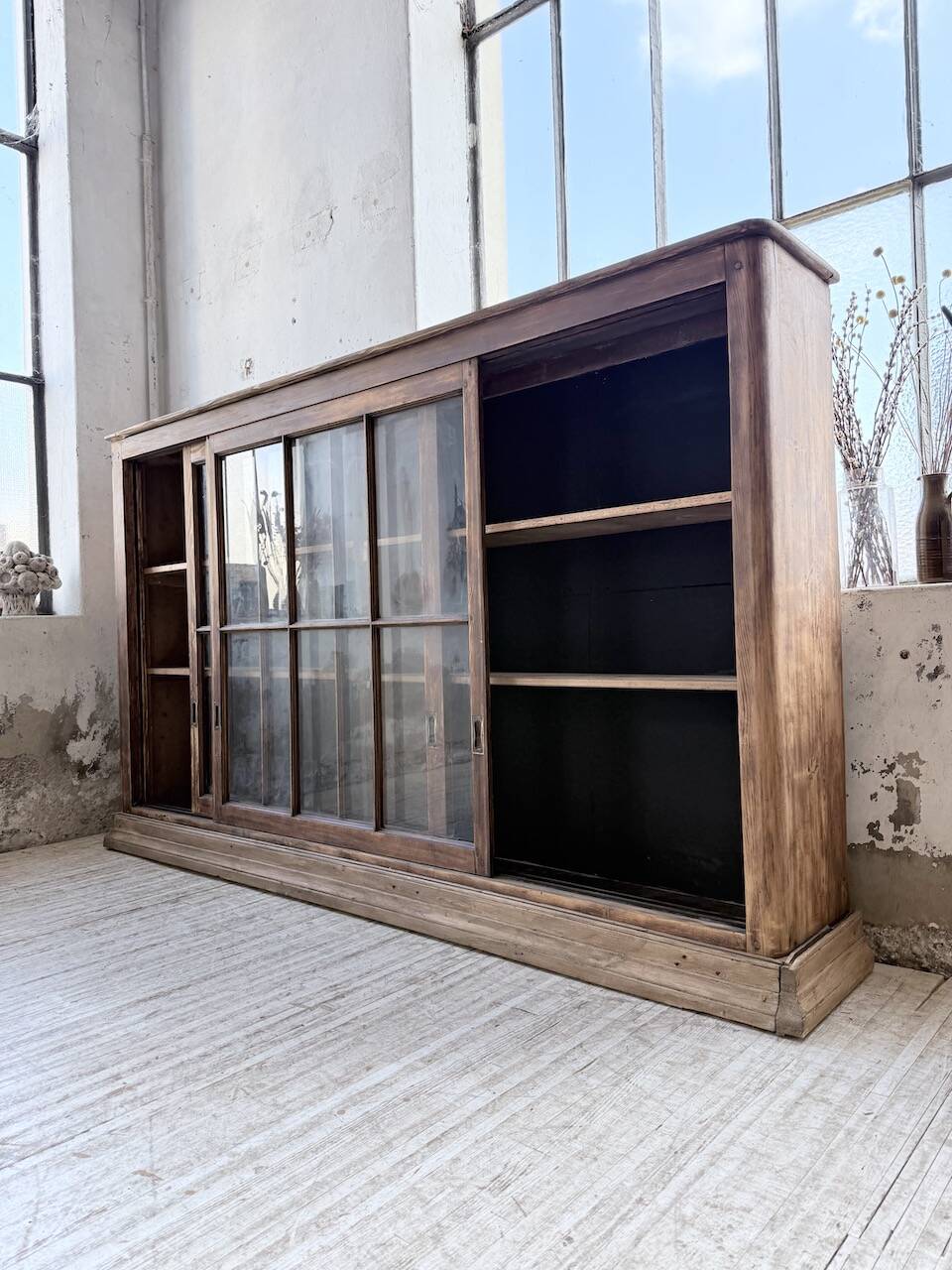 Enfilade meuble de métier XXL portes vitrées