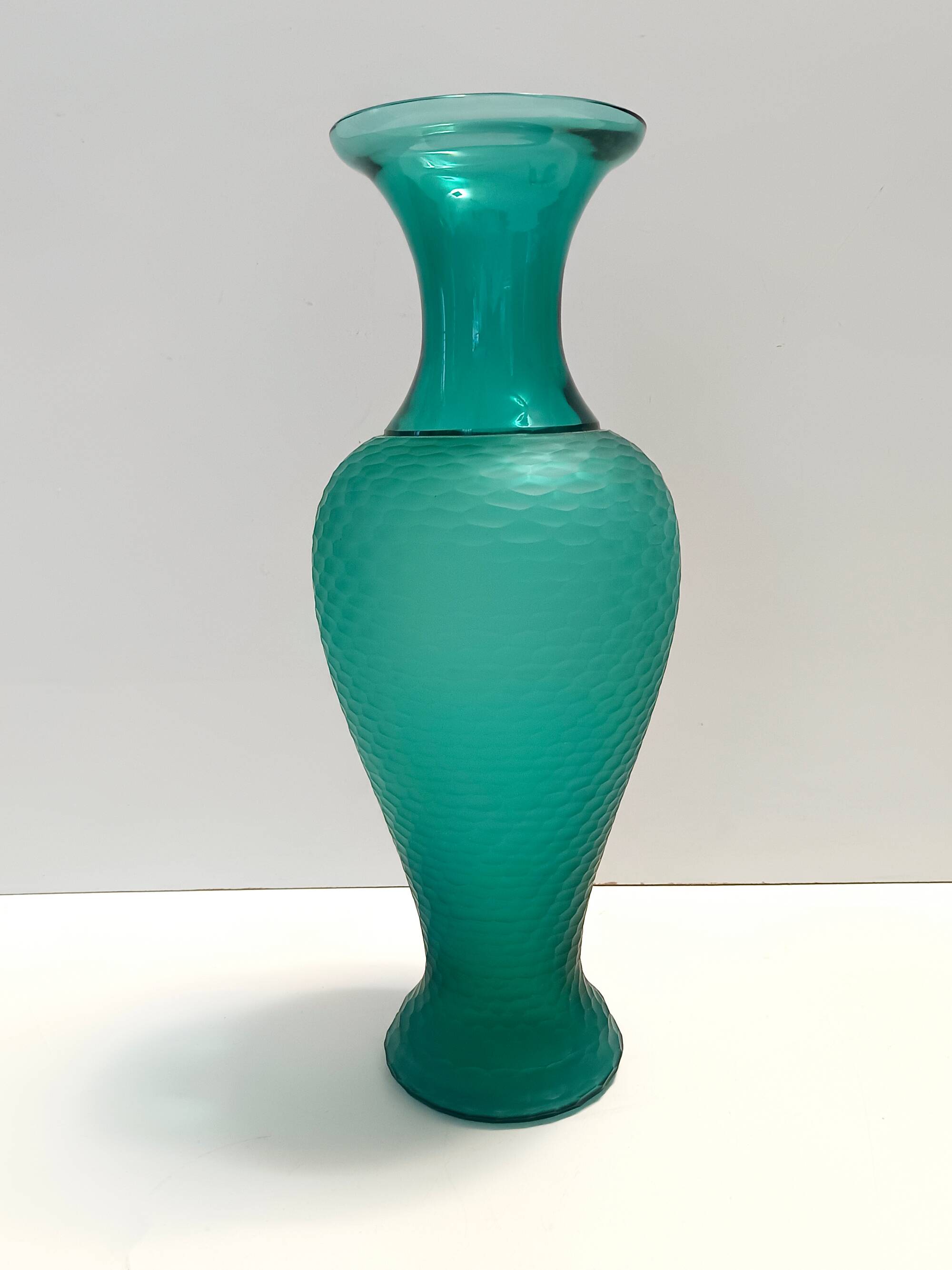 Teal Polished Hand-Blown Murano Glass Vase by Vetrarti, Italy