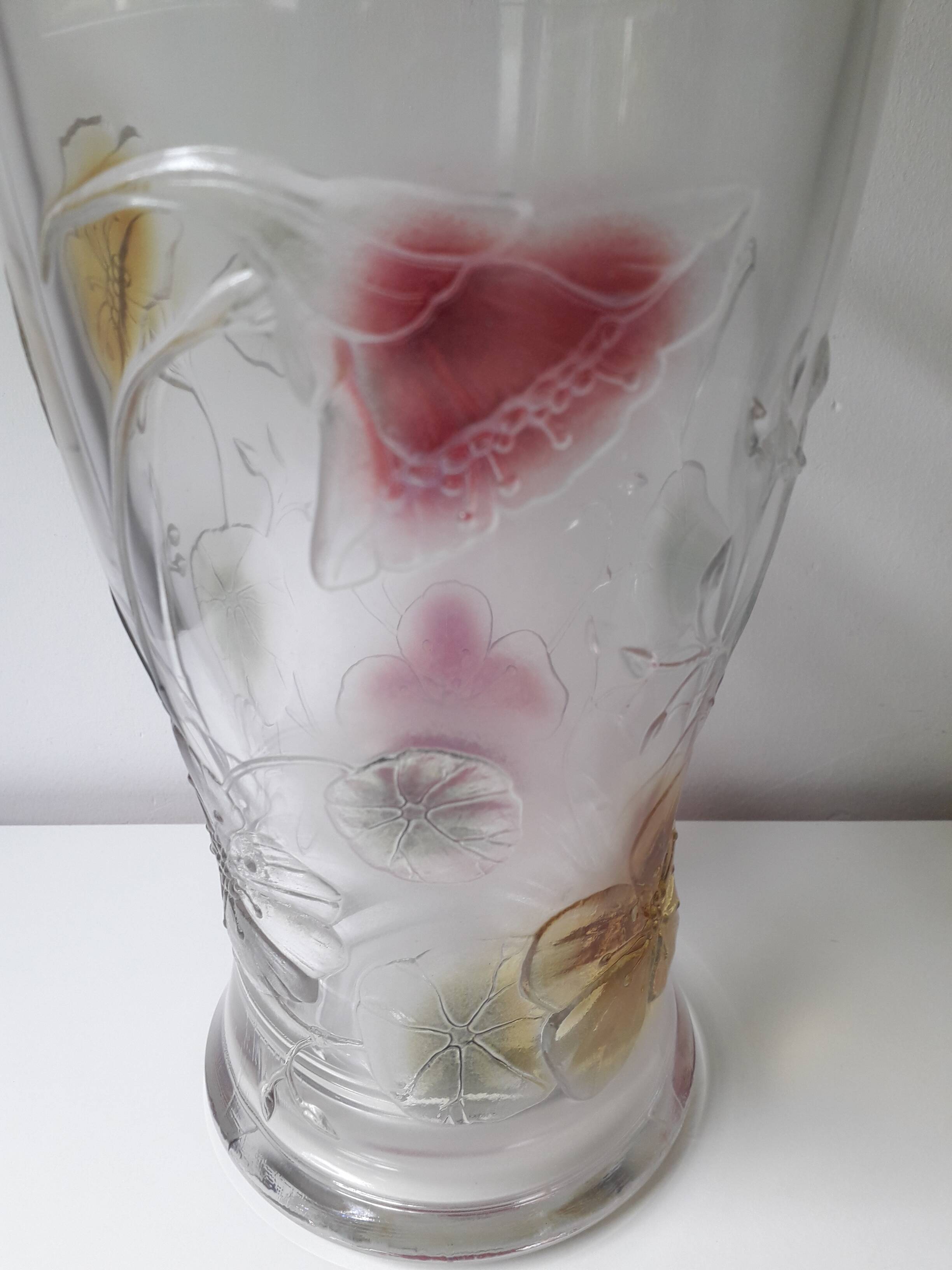 Vintage Luminarc decorated nasturtium vase (25cm) A1