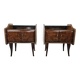 Walnut burl bedside tables with double glass top