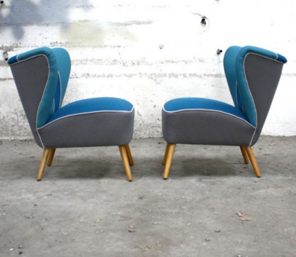 fauteuil coktail vintage des années 50 bleu-gris