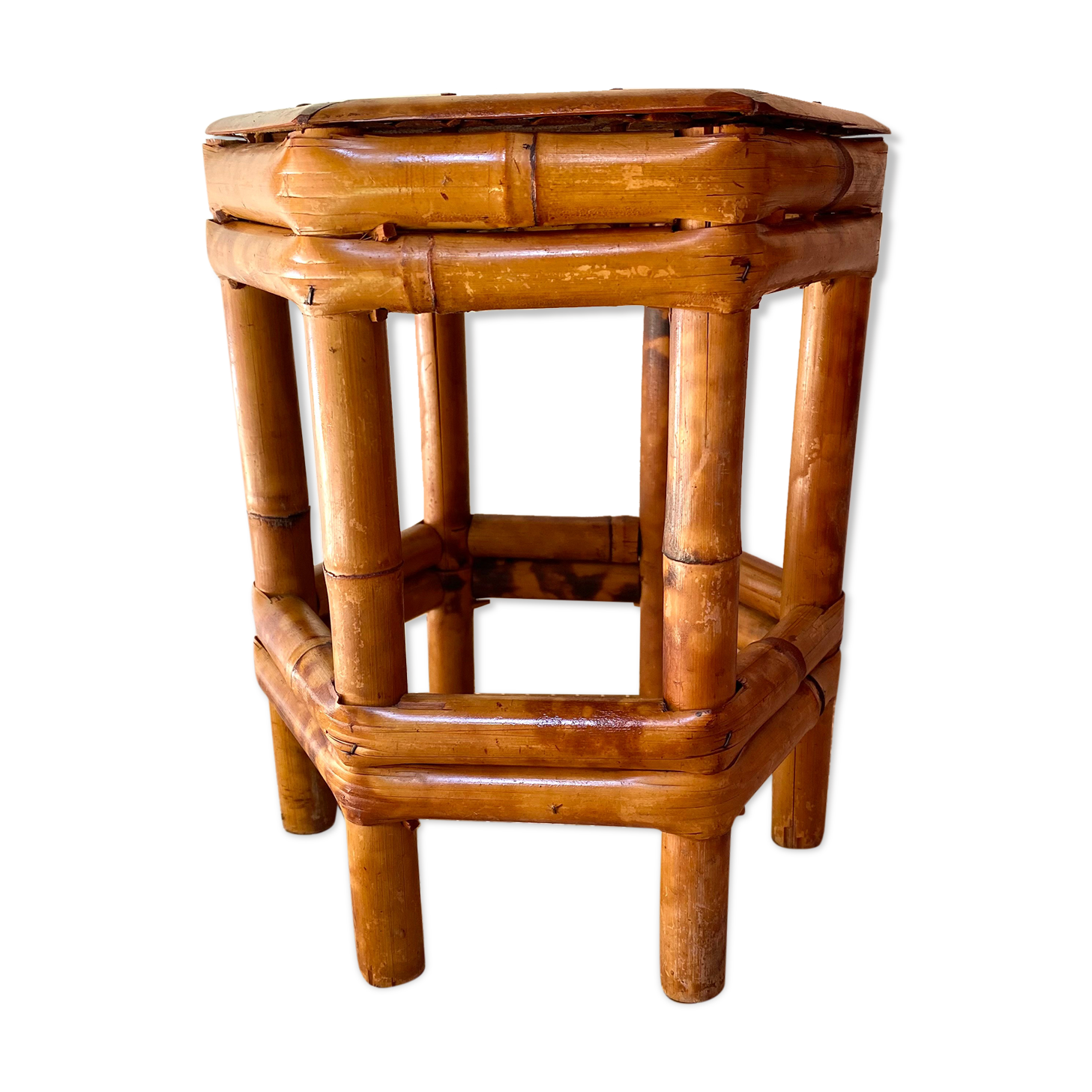 Bamboo plant-holder stool