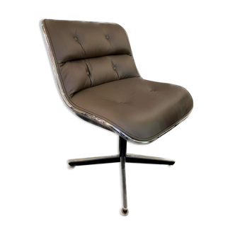 Executive chair pollock 1965 brown leather without armrest