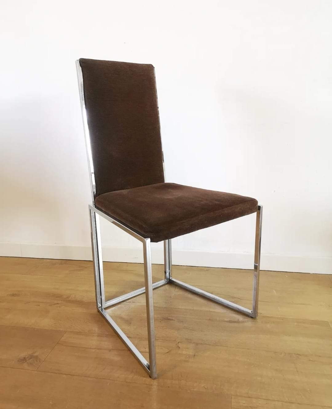 Set of 4 metal chairs and fabrics from the 80s